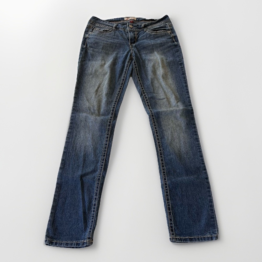 3/$25 Sale! LEI Taylor Low Rise Skinny Jeans Juniors Sz 7 Light Wash Embellished